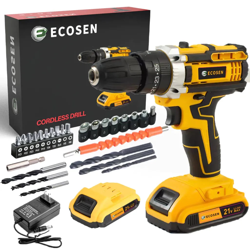 Furadeira e Parafusadeira de Impacto à Bateria 21V BIVOLT com Kit Brocas