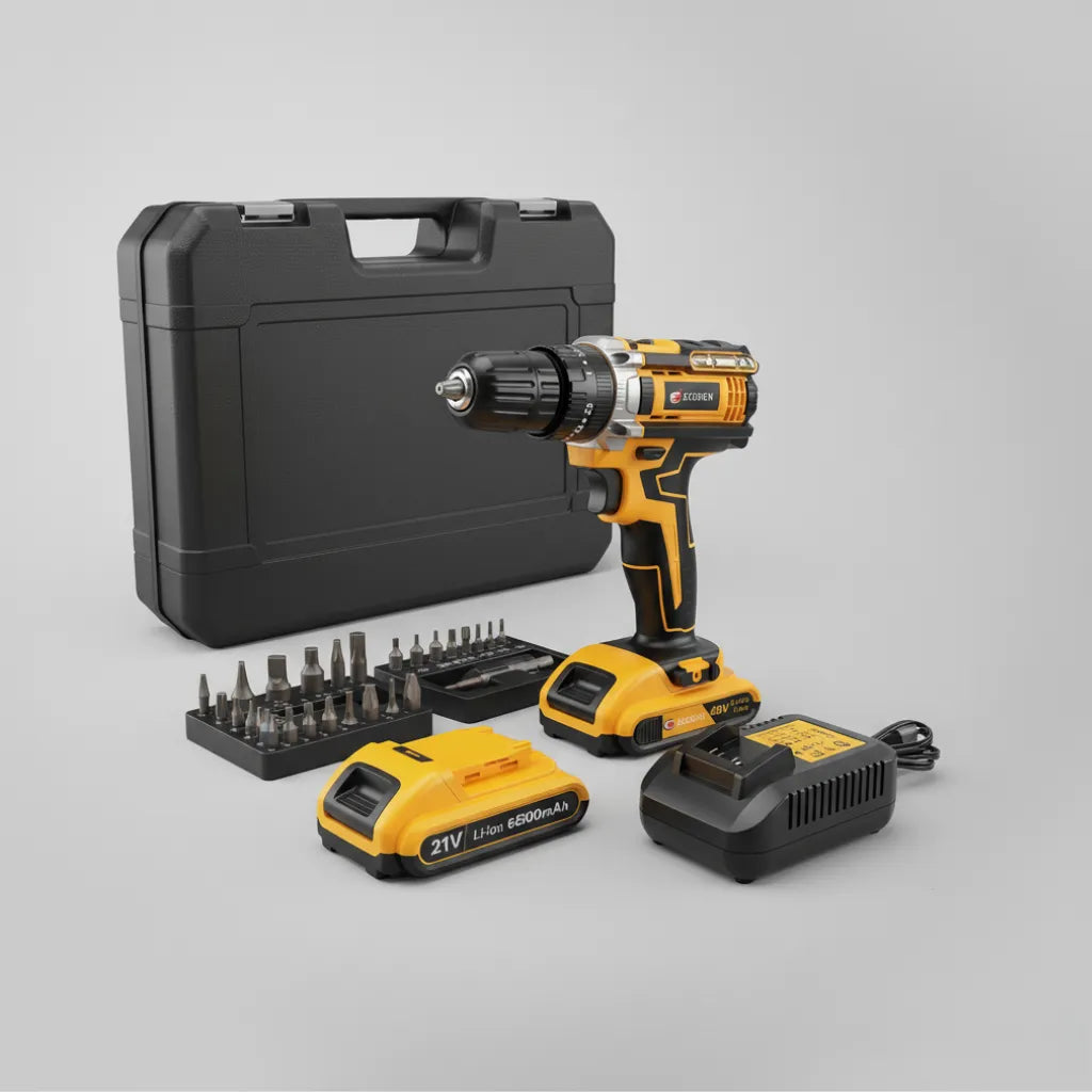 Furadeira e Parafusadeira de Impacto à Bateria 21V BIVOLT com Kit Brocas