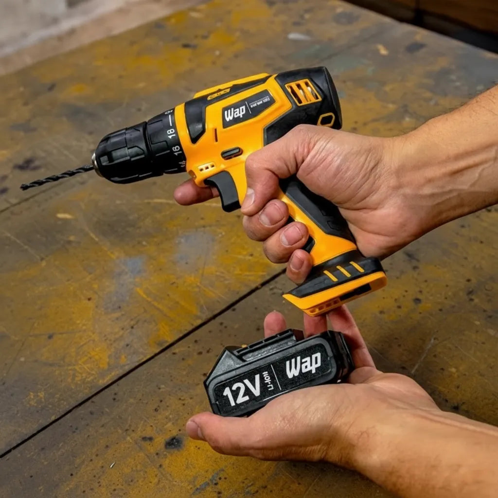 Furadeira Parafusadeira WAP BPF 12K3 a Bateria 12V Com Kit de Brocas e Bits
