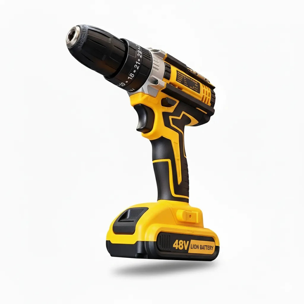 Furadeira Parafusadeira Impacto 48V Mais Completa Sem Fio Portátil 2 Baterias Base Carregadora