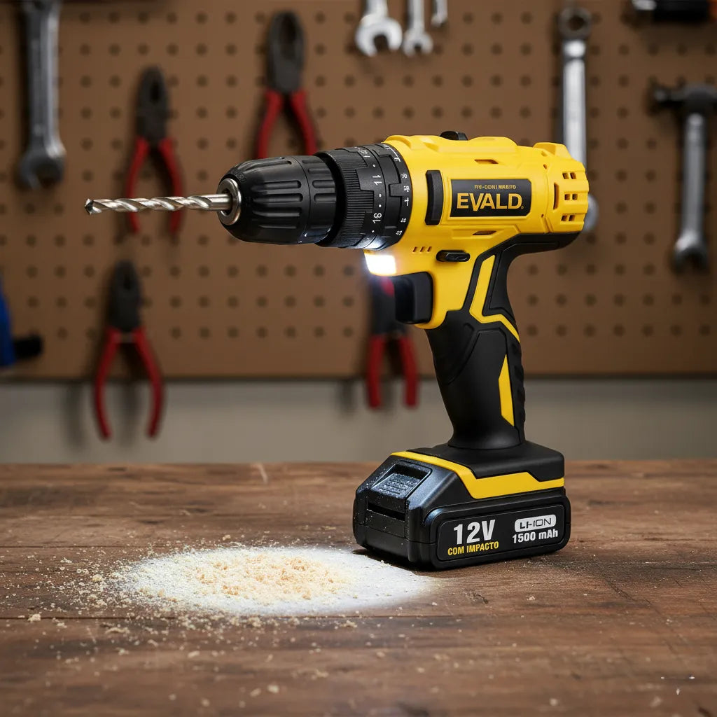 Parafusadeira Furadeira Bateria 12V com Impacto Bivolt