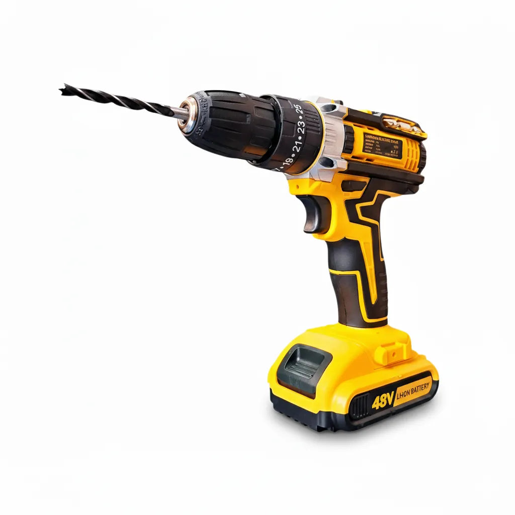 Furadeira Parafusadeira Impacto 48V Mais Completa Sem Fio Portátil 2 Baterias Base Carregadora