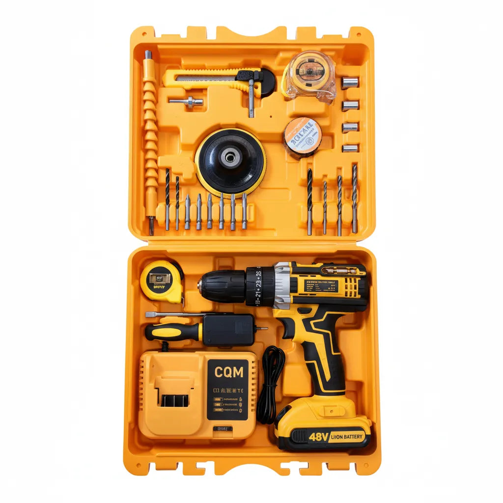 Furadeira Parafusadeira Impacto 48V Mais Completa Sem Fio Portátil 2 Baterias Base Carregadora