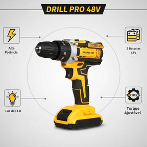 Parafusadeira Furadeira 48V 2 Baterias Com Maleta e Acessórios Completo