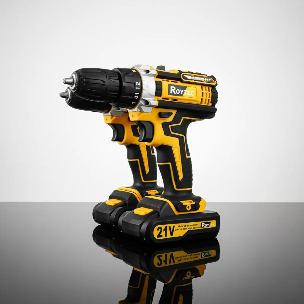 Parafusadeira Furadeira elétrica impacto 21V 2 Baterias Com Maleta e Acessórios Completo 110v/220v