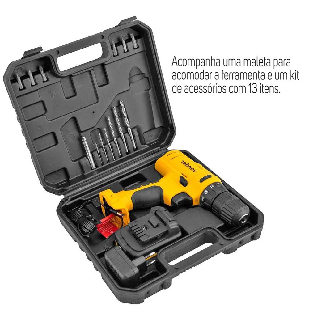 Parafusadeira Furadeira Profissional 12V PFV120 Bivolt + Broca Bits Maleta
