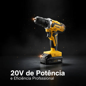 Parafusadeira Furadeira Sem Fio 20v Reversível PFV 238 com Maleta Broca e Bits 110v 220v