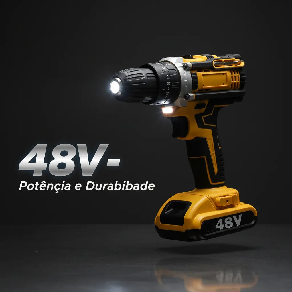 Parafusadeira Furadeira 48V 2 Baterias Com Maleta e Acessórios Completo