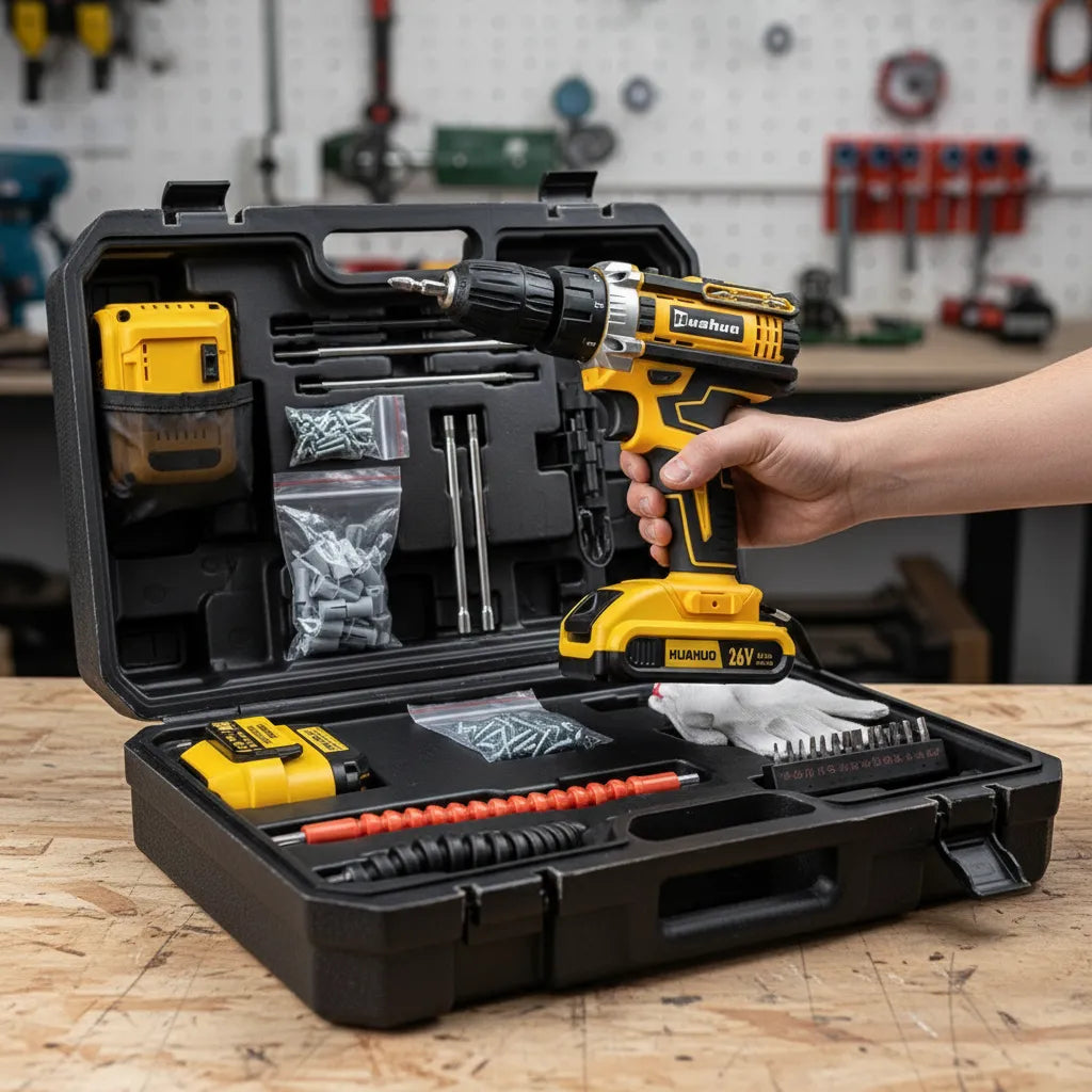 Furadeira Parafusadeira 26V 2 Baterias Sem Fio de Impacto com Maleta Completo