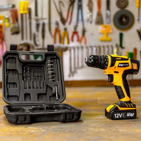 Furadeira Parafusadeira WAP BPF 12K3 a Bateria 12V Com Kit de Brocas e Bits