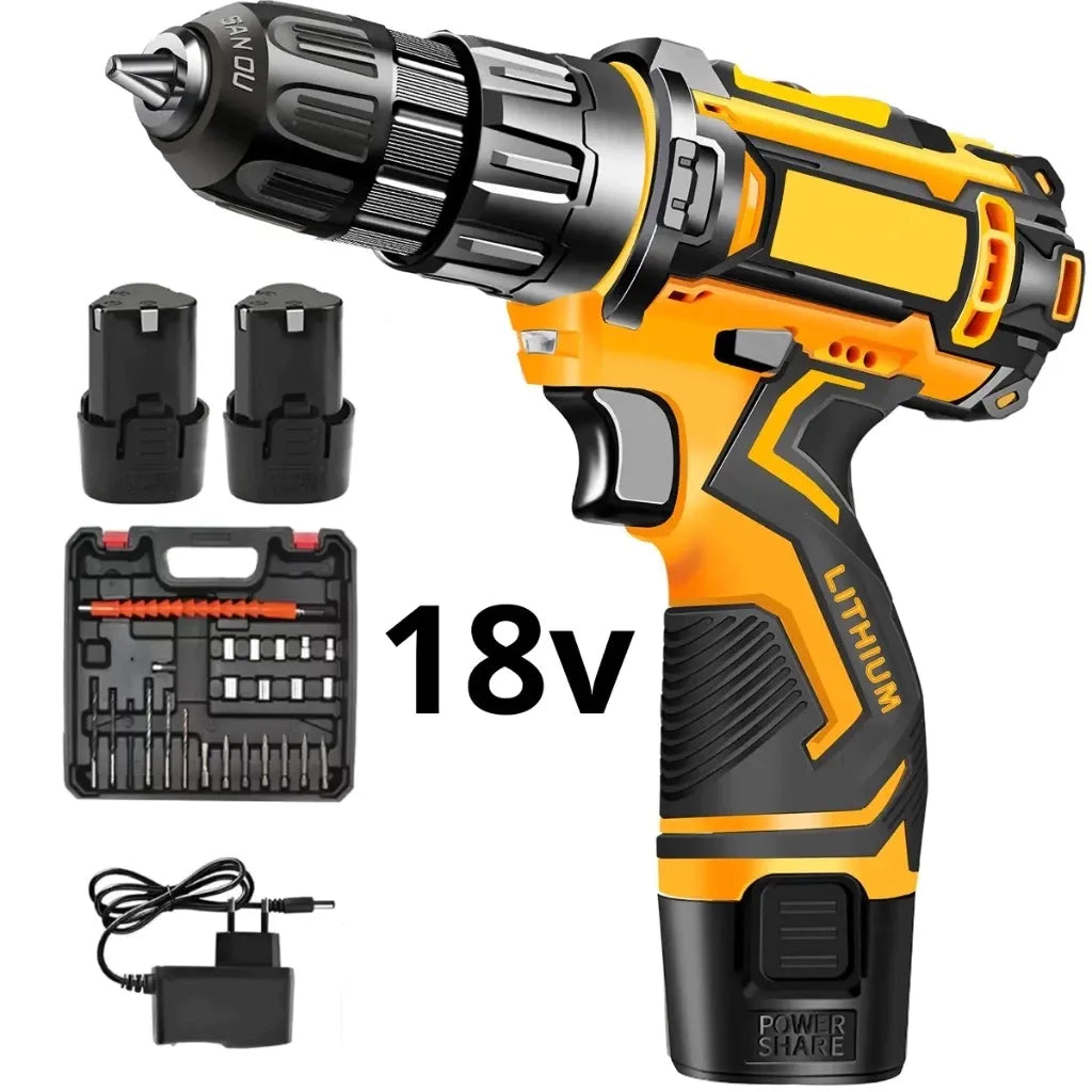 Parafusadeira Furadeira 18V 2 Baterias Com Maleta e Acessórios Completo