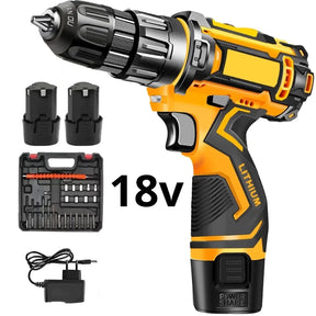 Parafusadeira Furadeira 18V 2 Baterias Com Maleta e Acessórios Completo