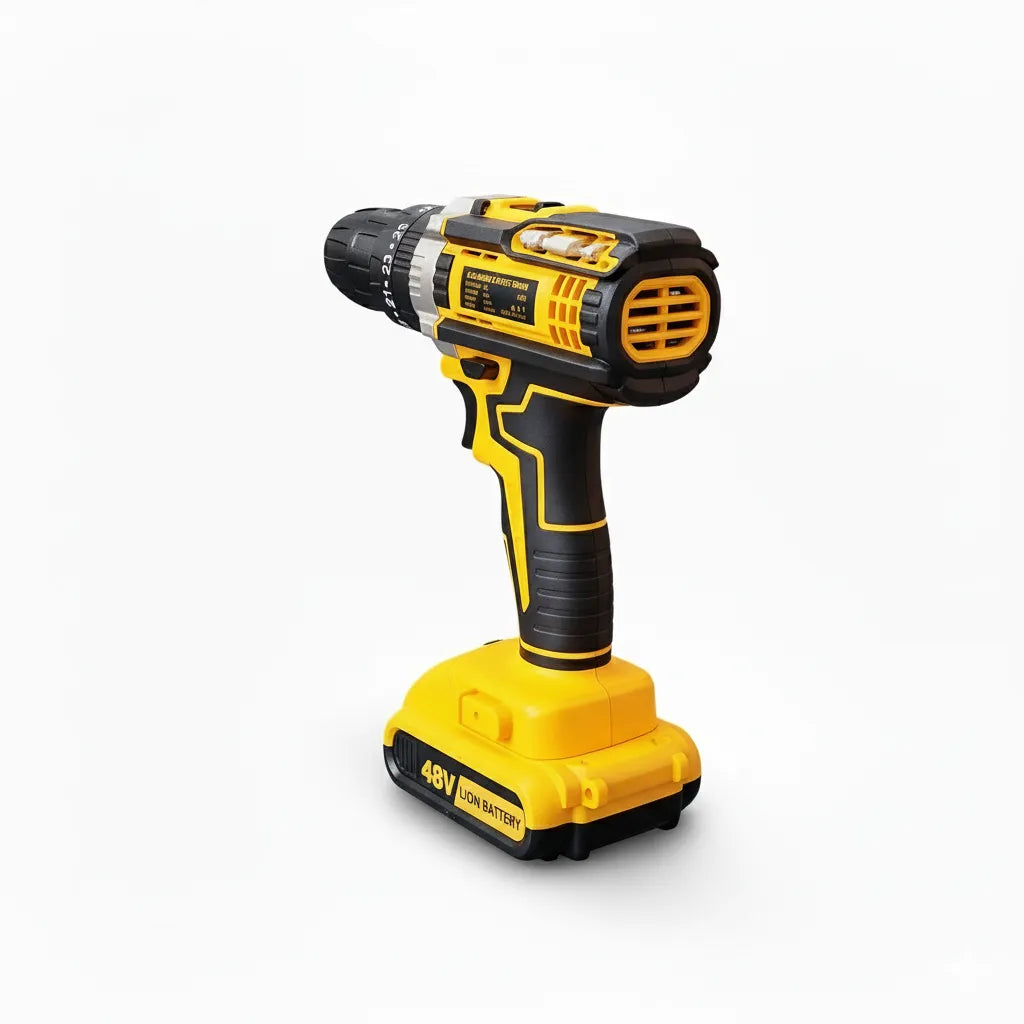 Furadeira Parafusadeira Impacto 48V Mais Completa Sem Fio Portátil 2 Baterias Base Carregadora