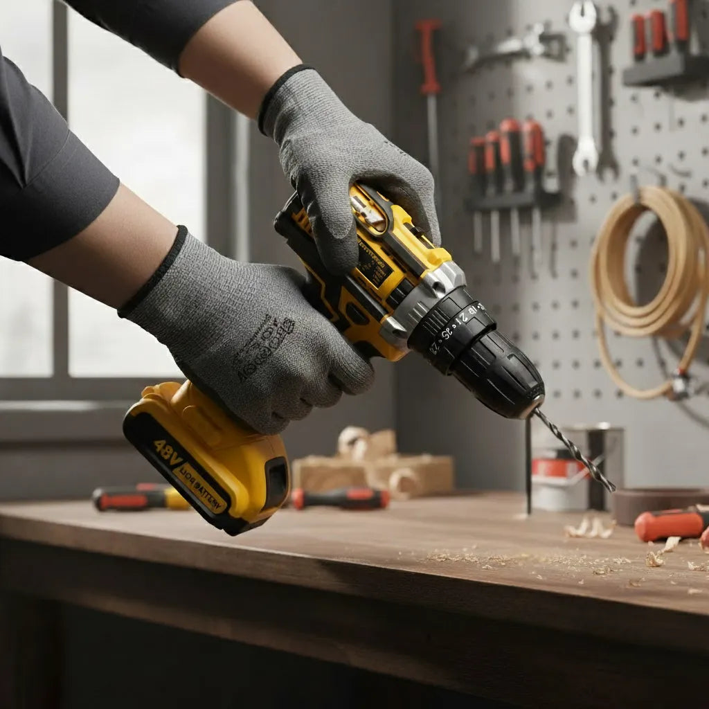 Furadeira Parafusadeira Impacto 48V Mais Completa Sem Fio Portátil 2 Baterias Base Carregadora