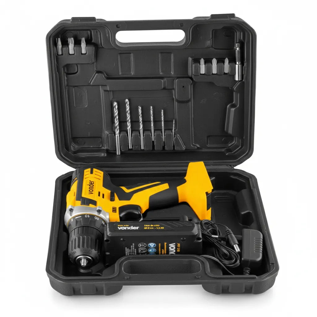 Parafusadeira Furadeira Pro Sem Fio 20v com Maleta Broca e Bits